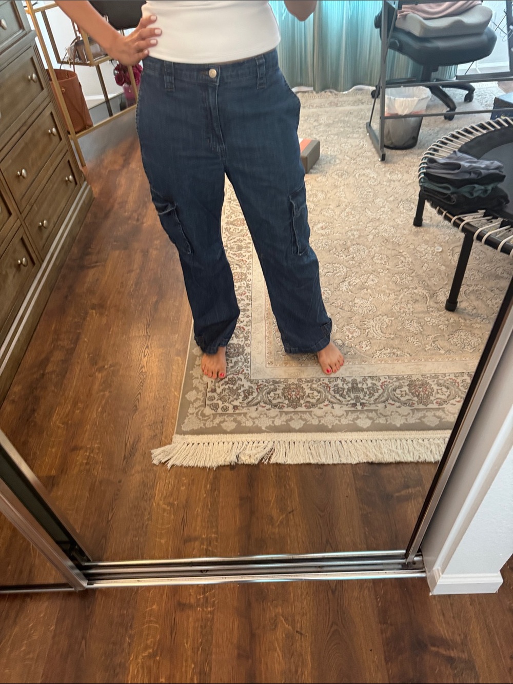 Banana Republic dark blue denim cargo jeans